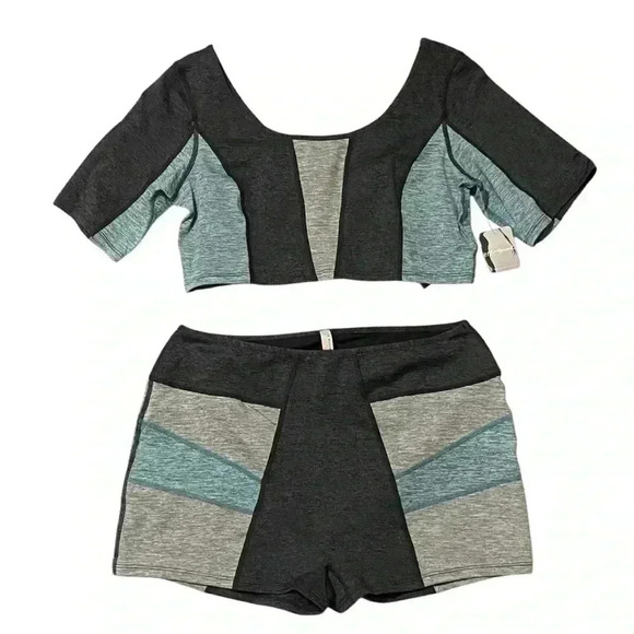 Free People Movement Six Pack Set L Charcoal Heather Combo Activewear Gym NWT - Picture 3 of 11